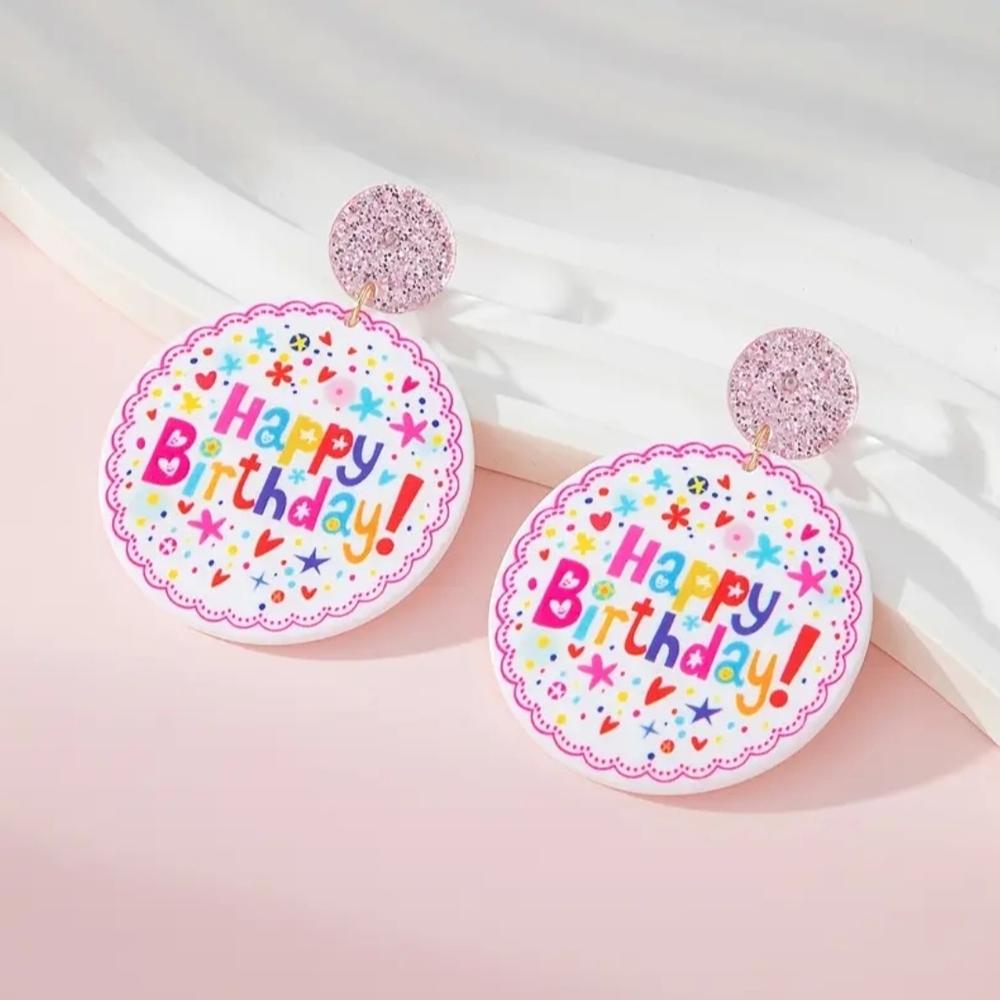 Colorful Happy Birthday Earrings